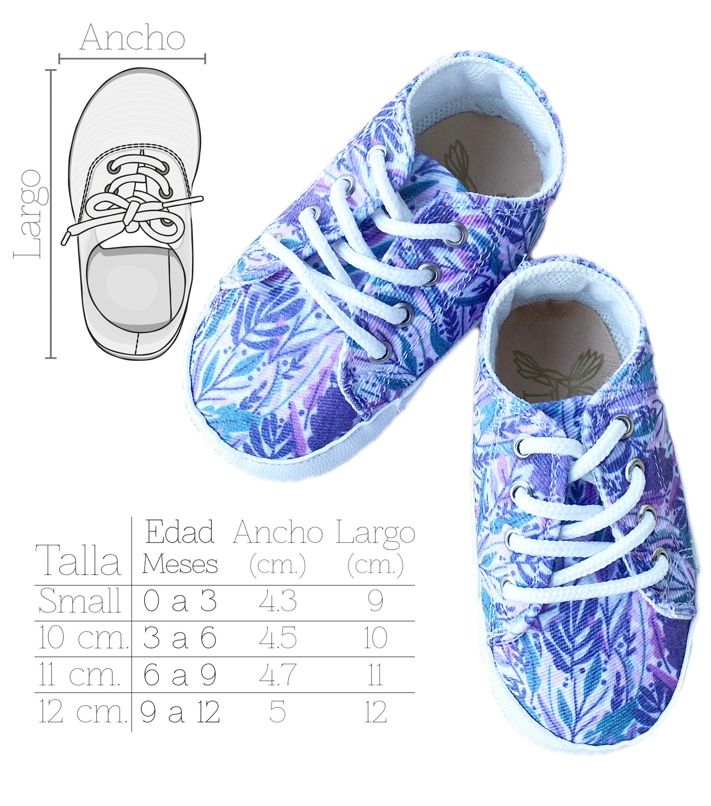 Tenis para bebé primeros pasos. Mod. 03A|Hojas