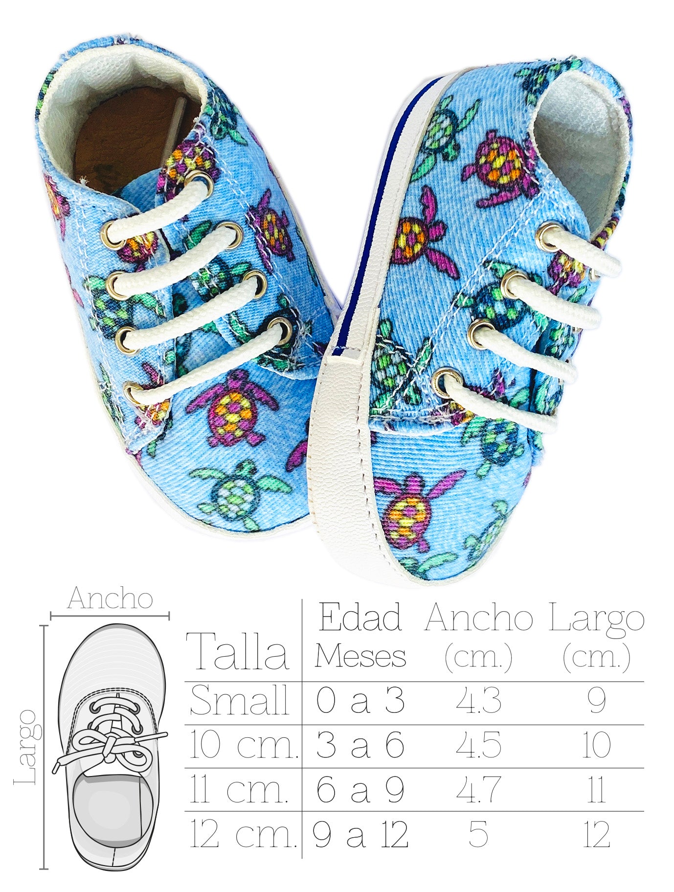 Tenis para bebé primeros pasos. Mod. 09A|Tortugas
