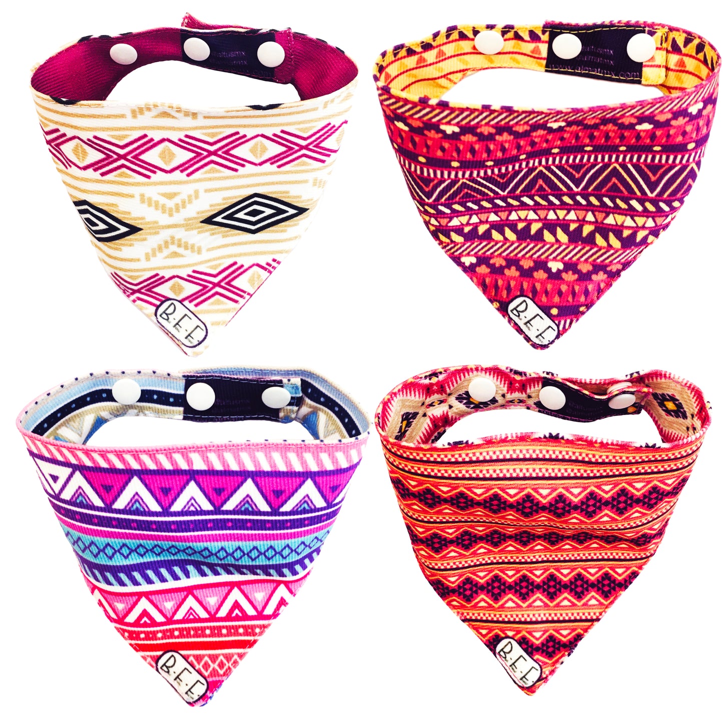 BFF Set de 4 bandanas doble vista extra chicas para gatos o perros miniatura. BFF-013-S4P-S