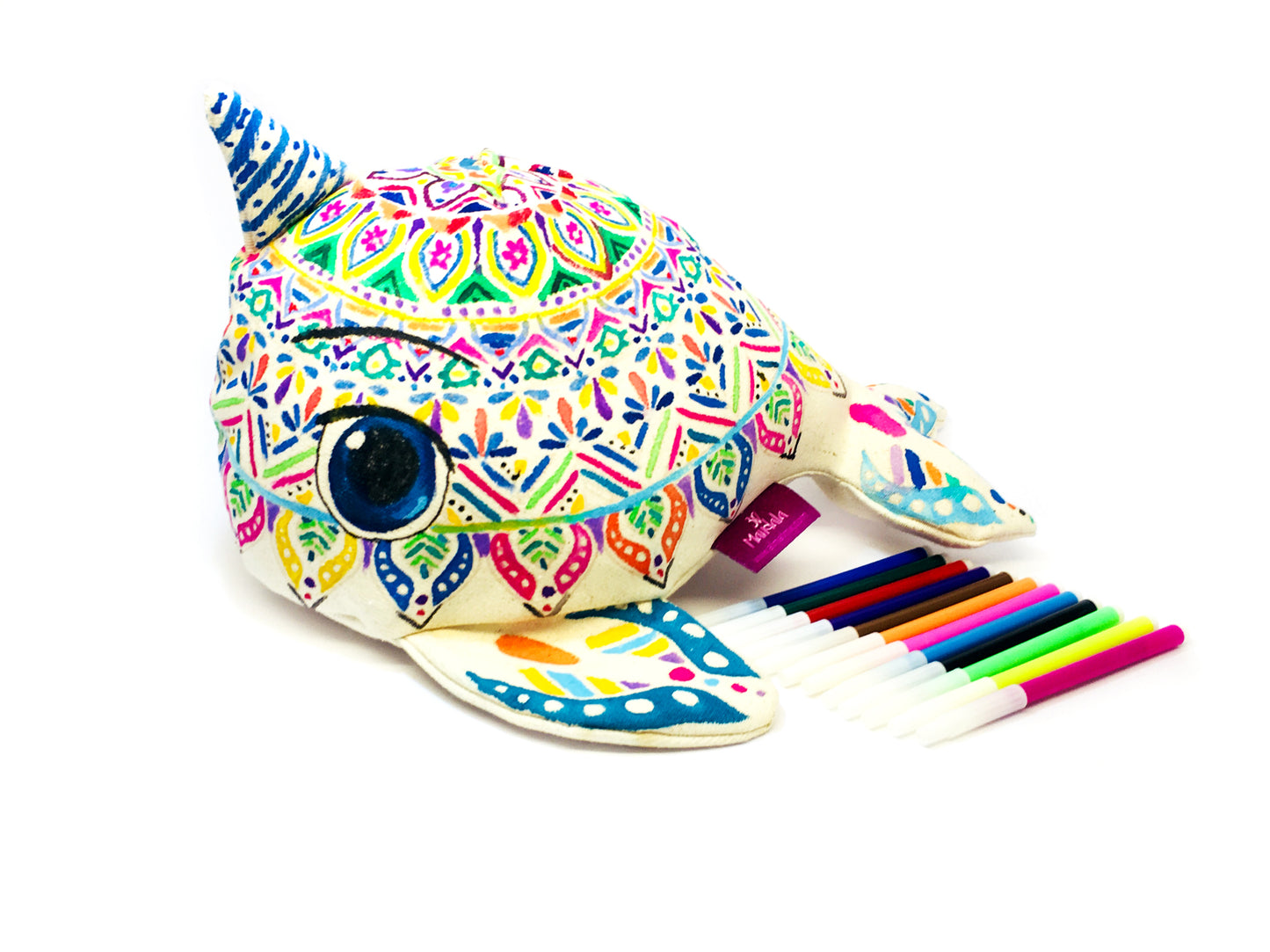Ballena Unicornio -Mandala 3D para colorear. Disfruta de tu creación, no la guardes en un libro.