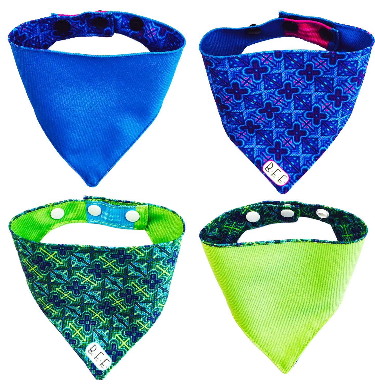 BFF Set de 4 bandanas doble vista extra chicas para gatos o perros miniatura. BFF-001-S4P-S