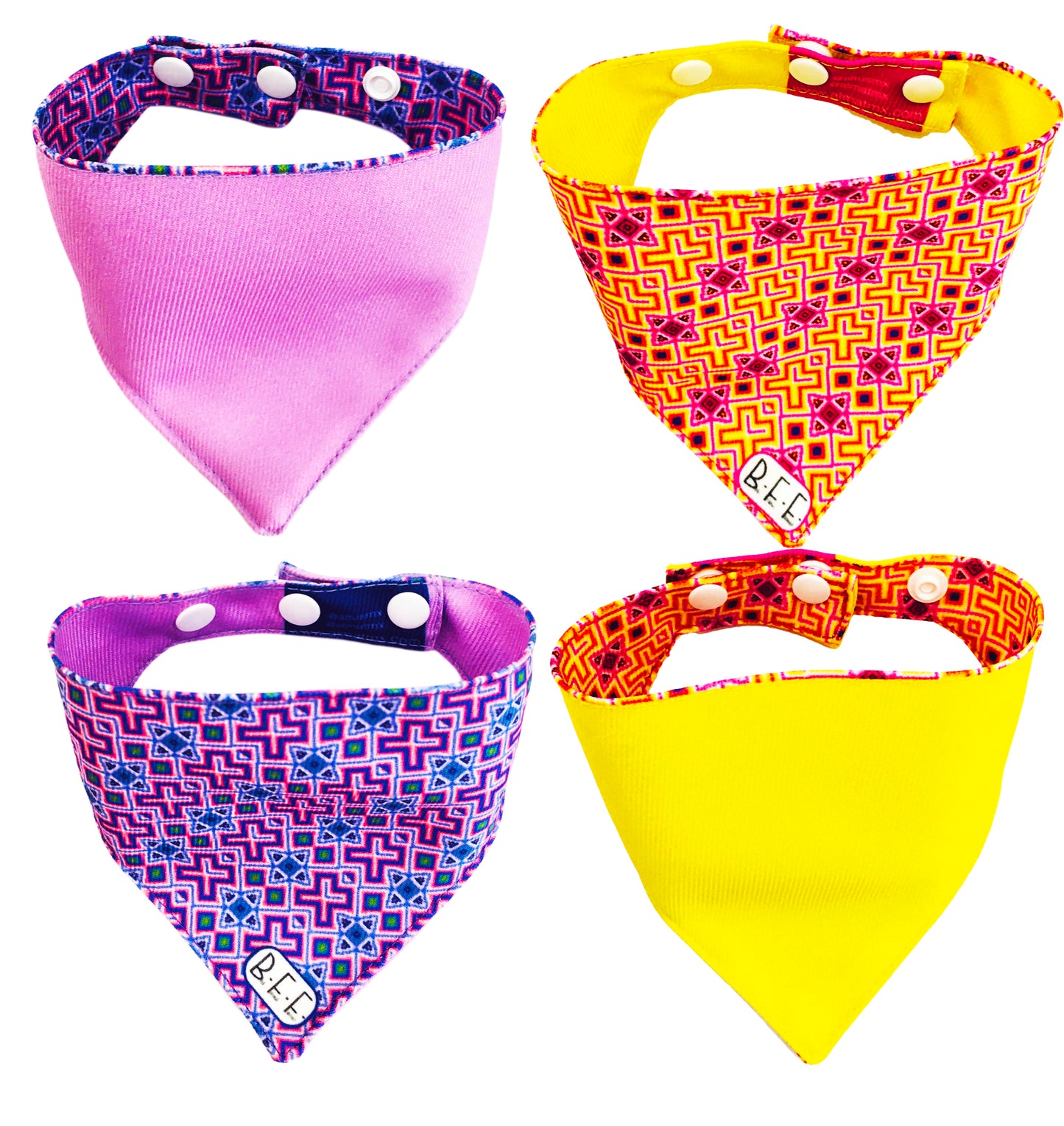 BFF Set de 4 bandanas doble vista extra chicas para gatos o perros miniatura. BFF-002-S4P-S