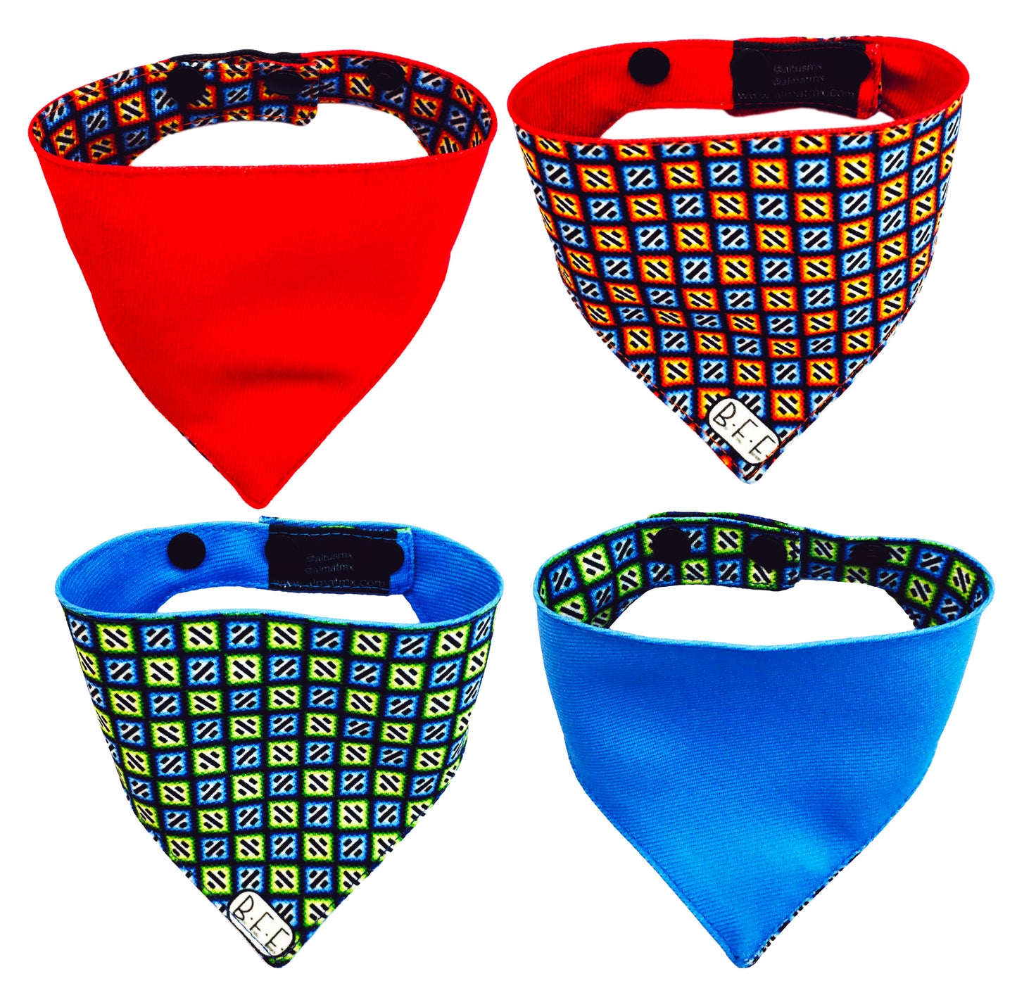 BFF Set de 4 bandanas doble vista extra chicas para gatos o perros miniatura. BFF-006-S4P-S