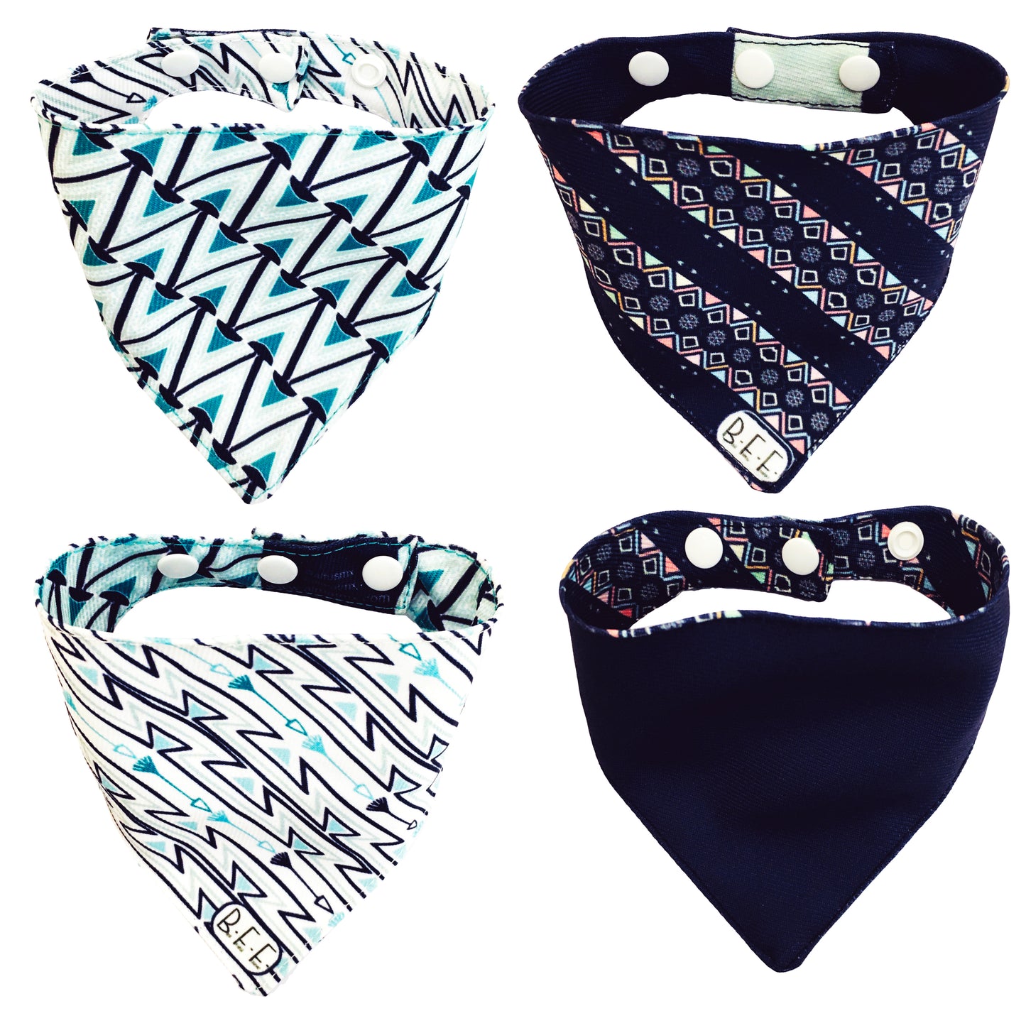 BFF Set de 4 bandanas doble vista extra chicas para gatos o perros miniatura. BFF-007-S4P-S