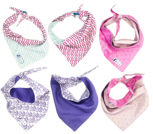 BFF Kit 3 bandanas artesanales doble vista para mascotas, 6 looks diferentes. Mod. BFF-S3P-011G