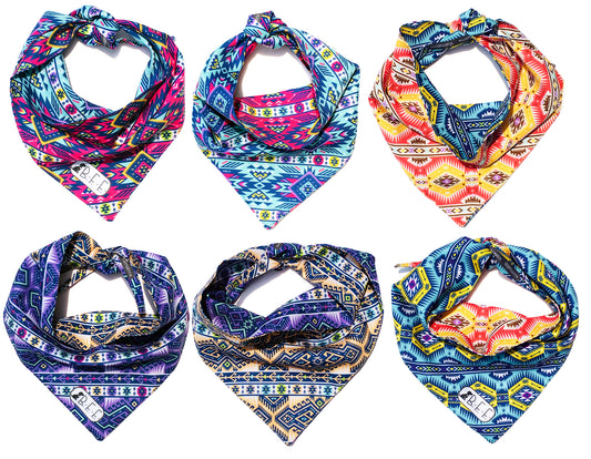 BFF Kit 3 bandanas artesanales doble vista para mascotas, 6 looks diferentes. Mod. BFF-S3P-023