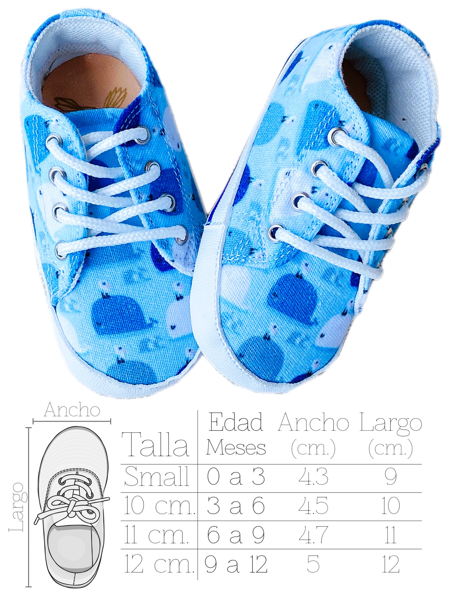 Tenis para bebé primeros pasos. Mod. 32A|Ballenas