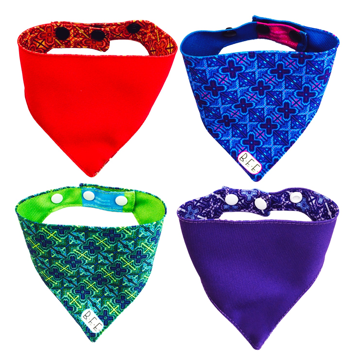 BFF Set de 4 bandanas doble vista extra chicas para gatos o perros miniatura. BFF-001-S4P-S