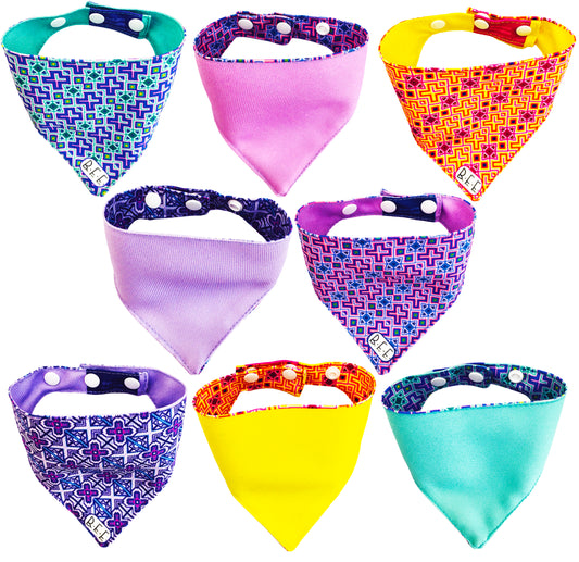 BFF Set de 4 bandanas doble vista extra chicas para gatos o perros miniatura. BFF-002-S4P-S