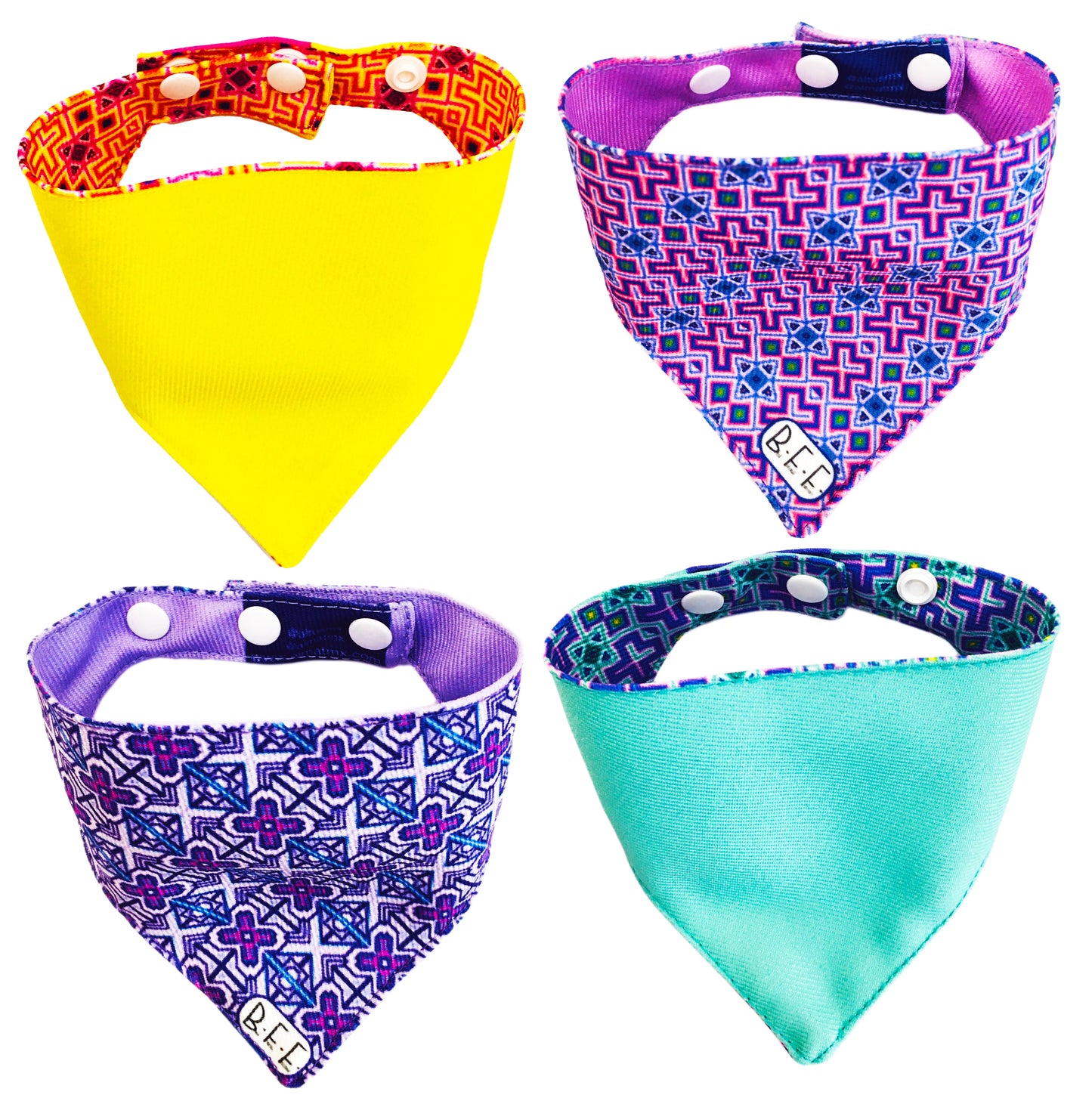 BFF Set de 4 bandanas doble vista extra chicas para gatos o perros miniatura. BFF-002-S4P-S