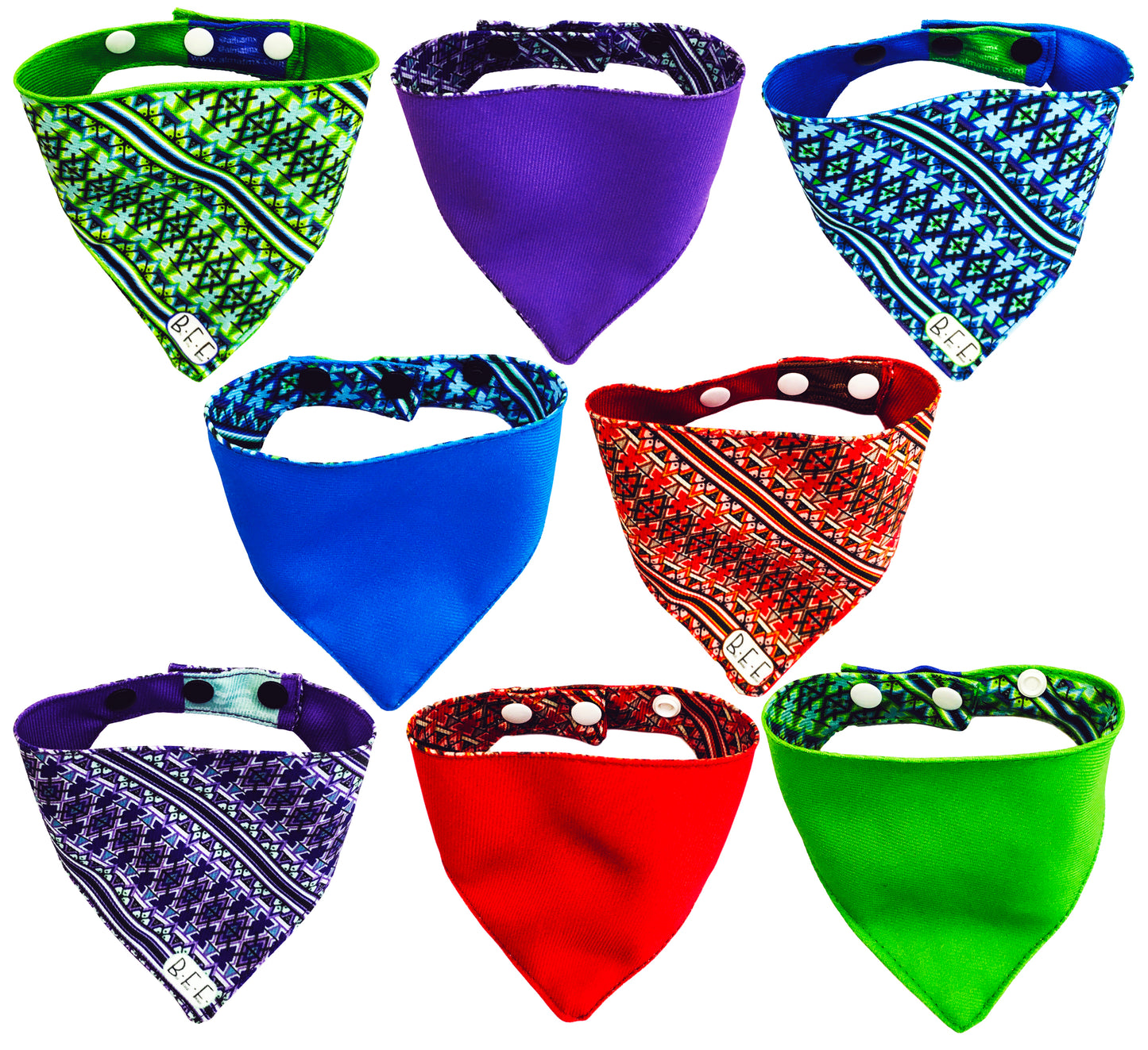 BFF Set de 4 bandanas doble vista extra chicas para gatos o perros miniatura. BFF-003-S4P-S