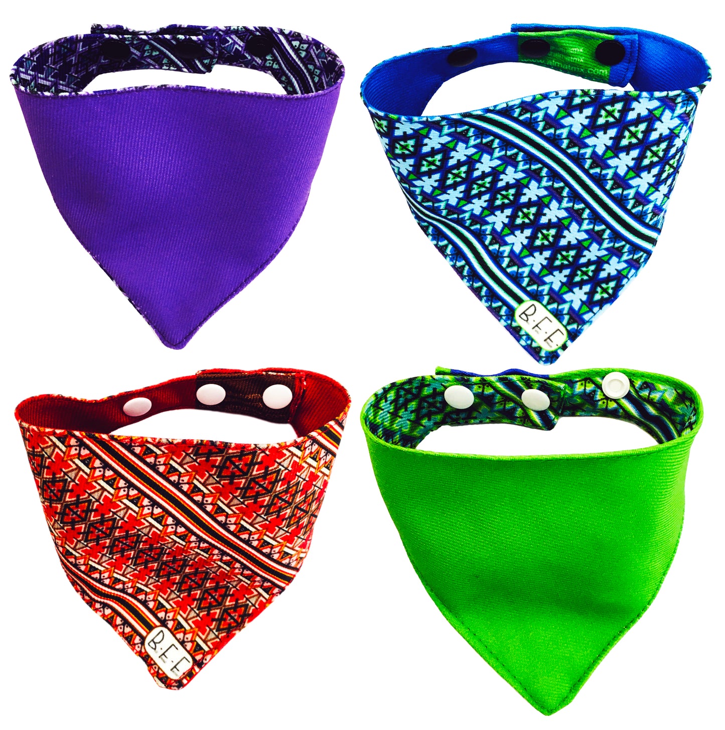 BFF Set de 4 bandanas doble vista extra chicas para gatos o perros miniatura. BFF-003-S4P-S