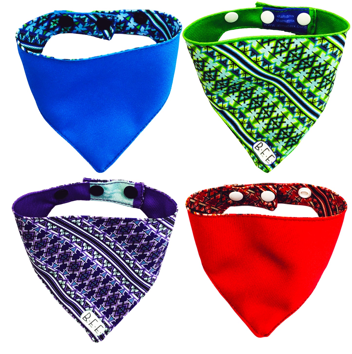 BFF Set de 4 bandanas doble vista extra chicas para gatos o perros miniatura. BFF-003-S4P-S