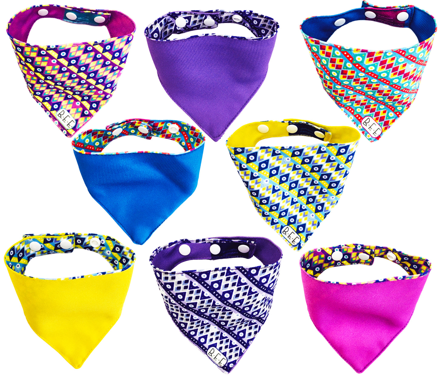 BFF Set de 4 bandanas doble vista extra chicas para gatos o perros miniatura. BFF-004-S4P-S