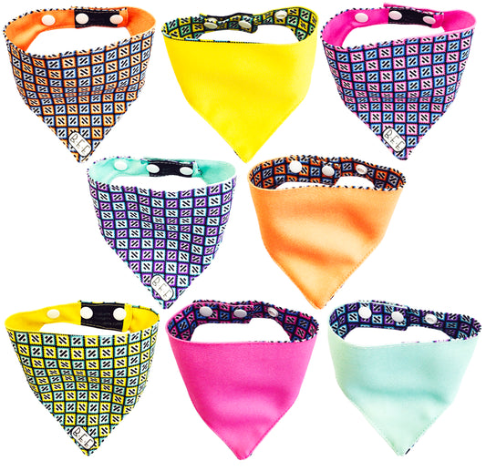 BFF Set de 4 bandanas doble vista extra chicas para gatos o perros miniatura. BFF-005-S4P-S