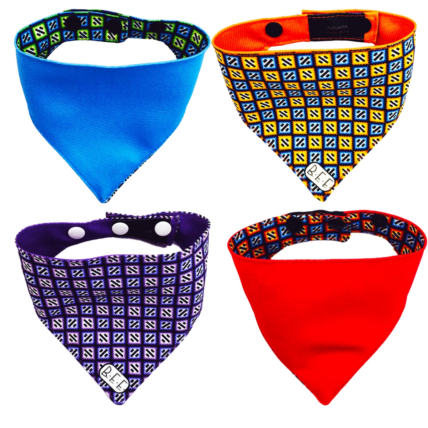 BFF Set de 4 bandanas doble vista extra chicas para gatos o perros miniatura. BFF-006-S4P-S