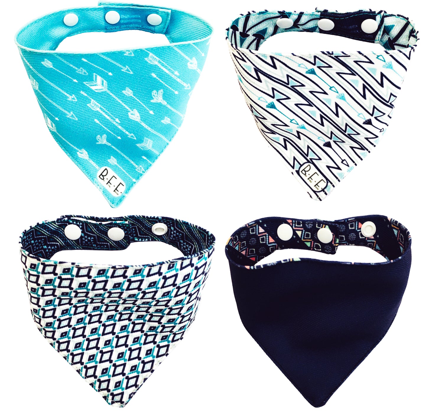 BFF Set de 4 bandanas doble vista extra chicas para gatos o perros miniatura. BFF-007-S4P-S