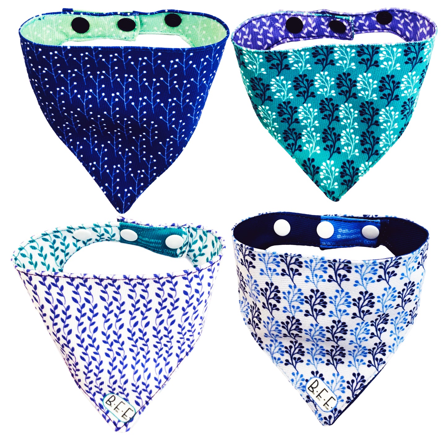 BFF Set de 4 bandanas doble vista extra chicas para gatos o perros miniatura. BFF-011B-S4P-S