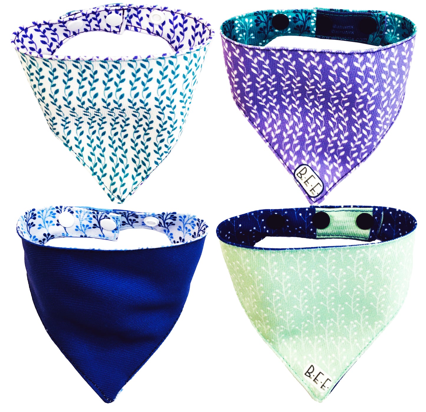 BFF Set de 4 bandanas doble vista extra chicas para gatos o perros miniatura. BFF-011B-S4P-S