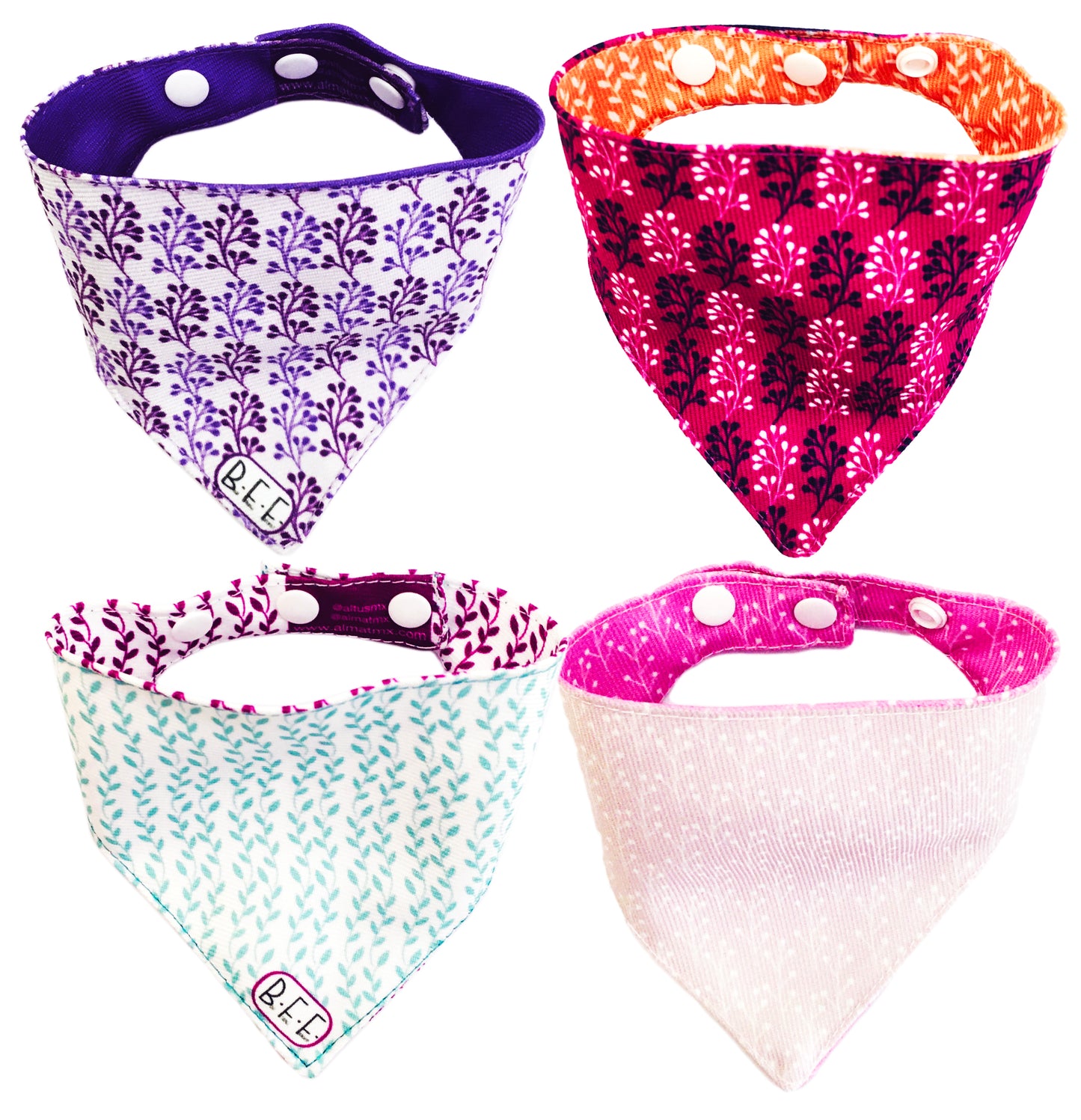 BFF Set de 4 bandanas doble vista extra chicas para gatos o perros miniatura. BFF-011G-S4P-S