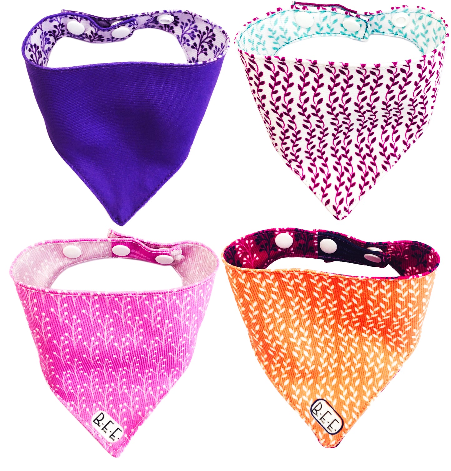 BFF Set de 4 bandanas doble vista extra chicas para gatos o perros miniatura. BFF-011G-S4P-S