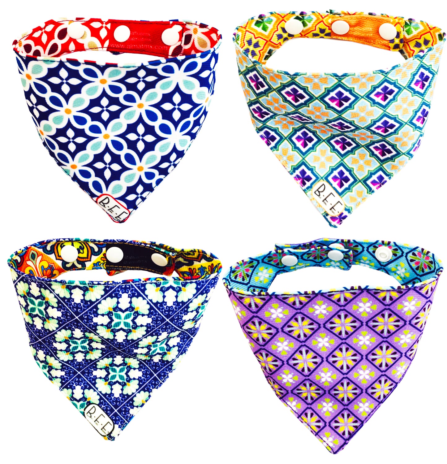 BFF Set de 4 bandanas doble vista extra chicas para gatos o perros miniatura. BFF-012-S4P-S