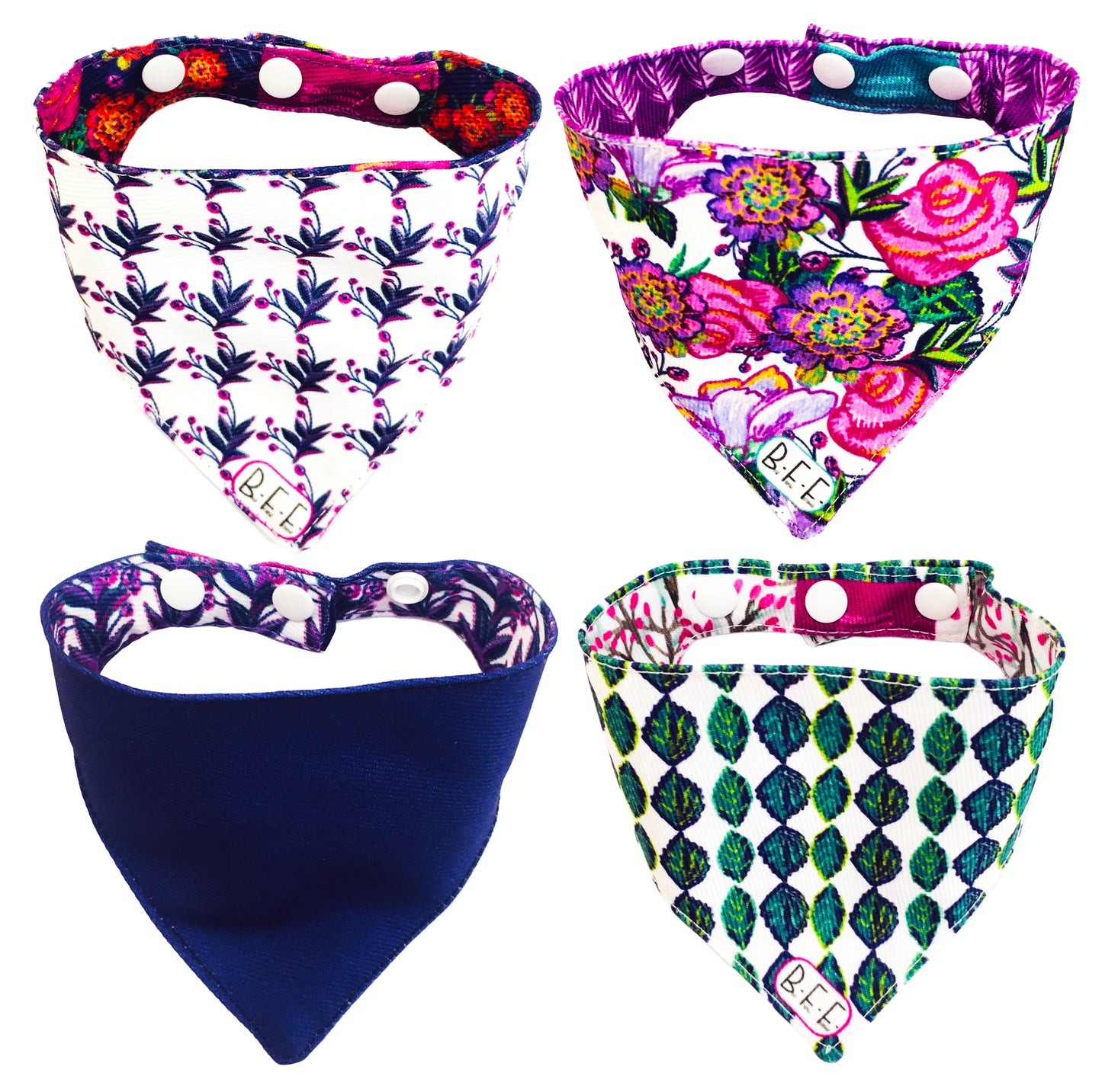 BFF Set de 4 bandanas doble vista extra chicas para gatos o perros miniatura. BFF-014-S4P-S