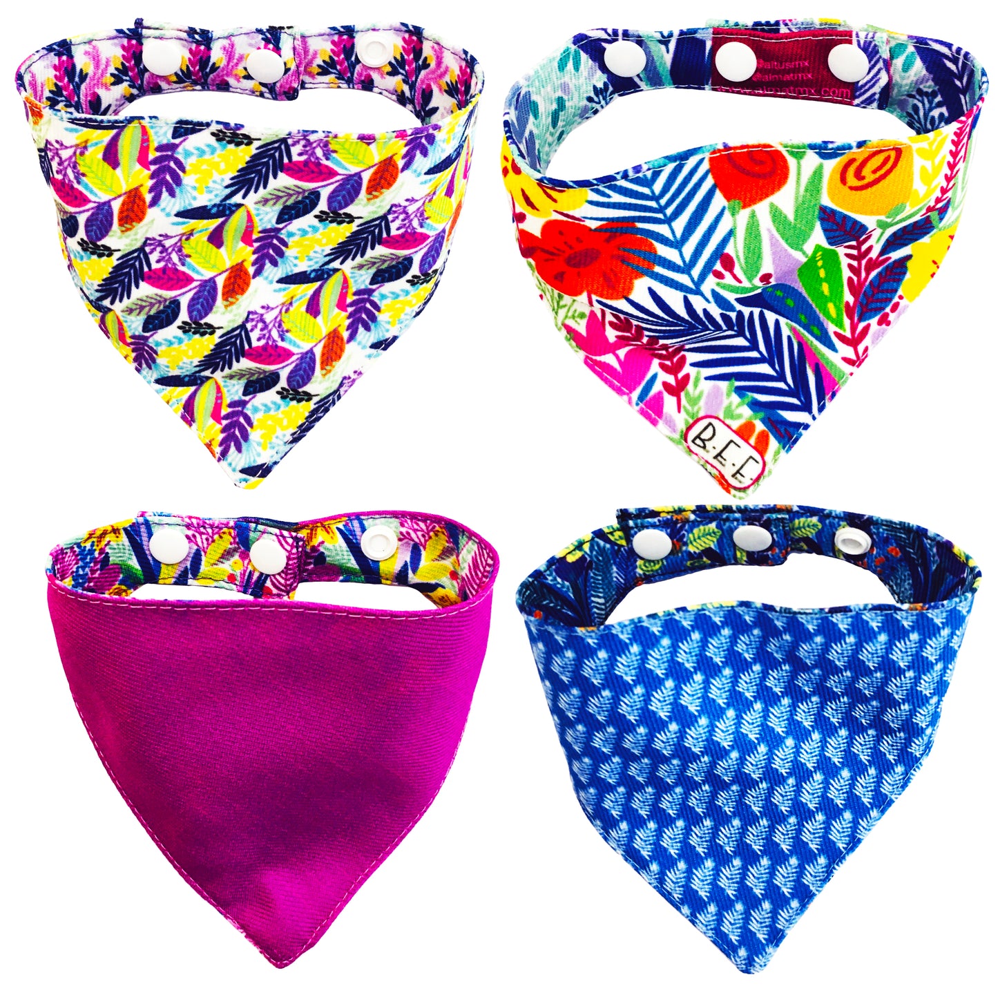 BFF Set de 4 bandanas doble vista extra chicas para gatos o perros miniatura. BFF-015-S4P-S