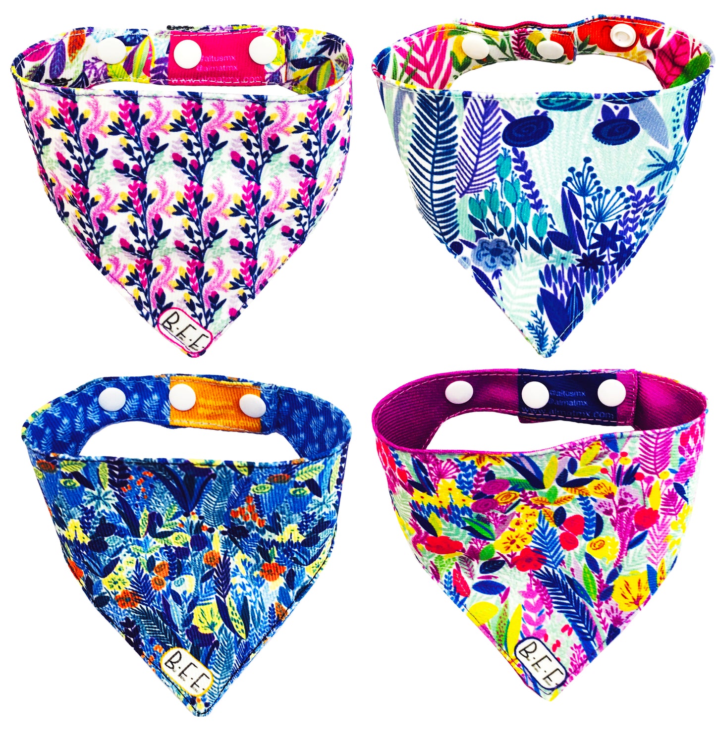 BFF Set de 4 bandanas doble vista extra chicas para gatos o perros miniatura. BFF-015-S4P-S