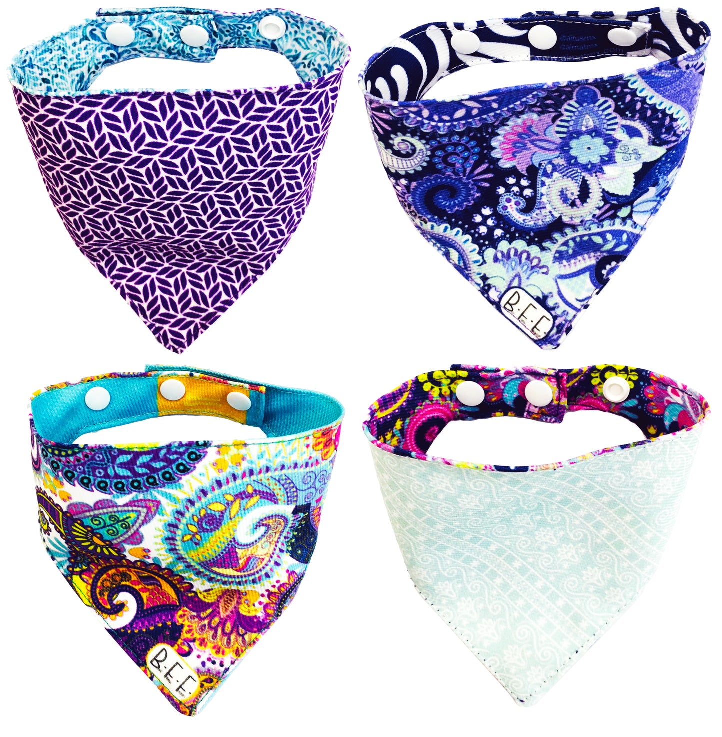 BFF Set de 4 bandanas doble vista extra chicas para gatos o perros miniatura. BFF-016-S4P-S