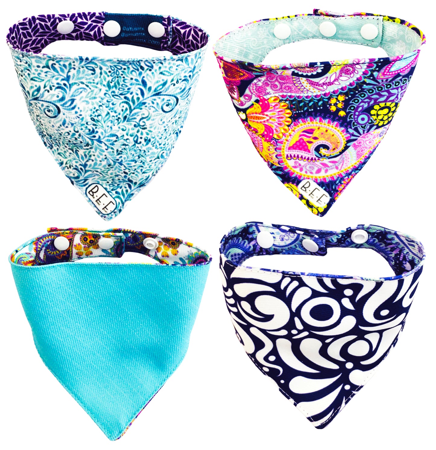 BFF Set de 4 bandanas doble vista extra chicas para gatos o perros miniatura. BFF-016-S4P-S