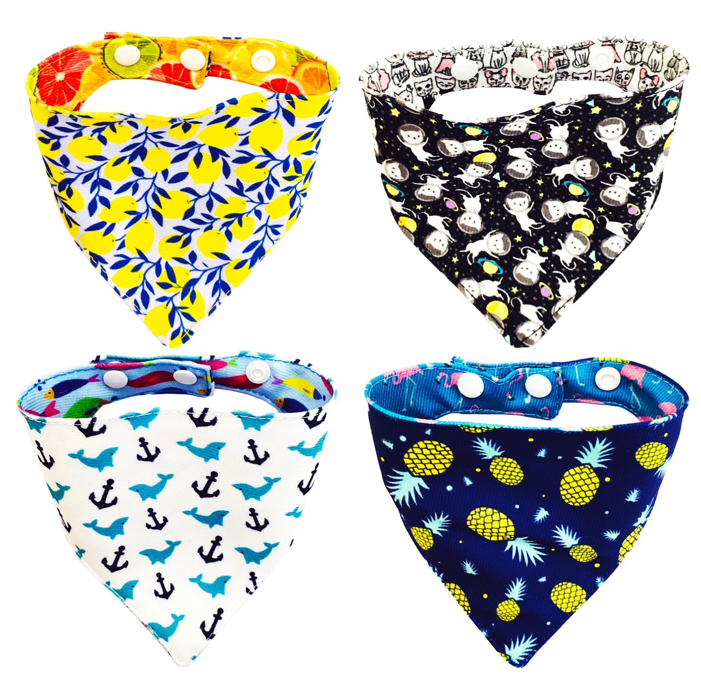 BFF Set de 4 bandanas doble vista extra chicas para gatos o perros miniatura. BFF-018-S4P-S