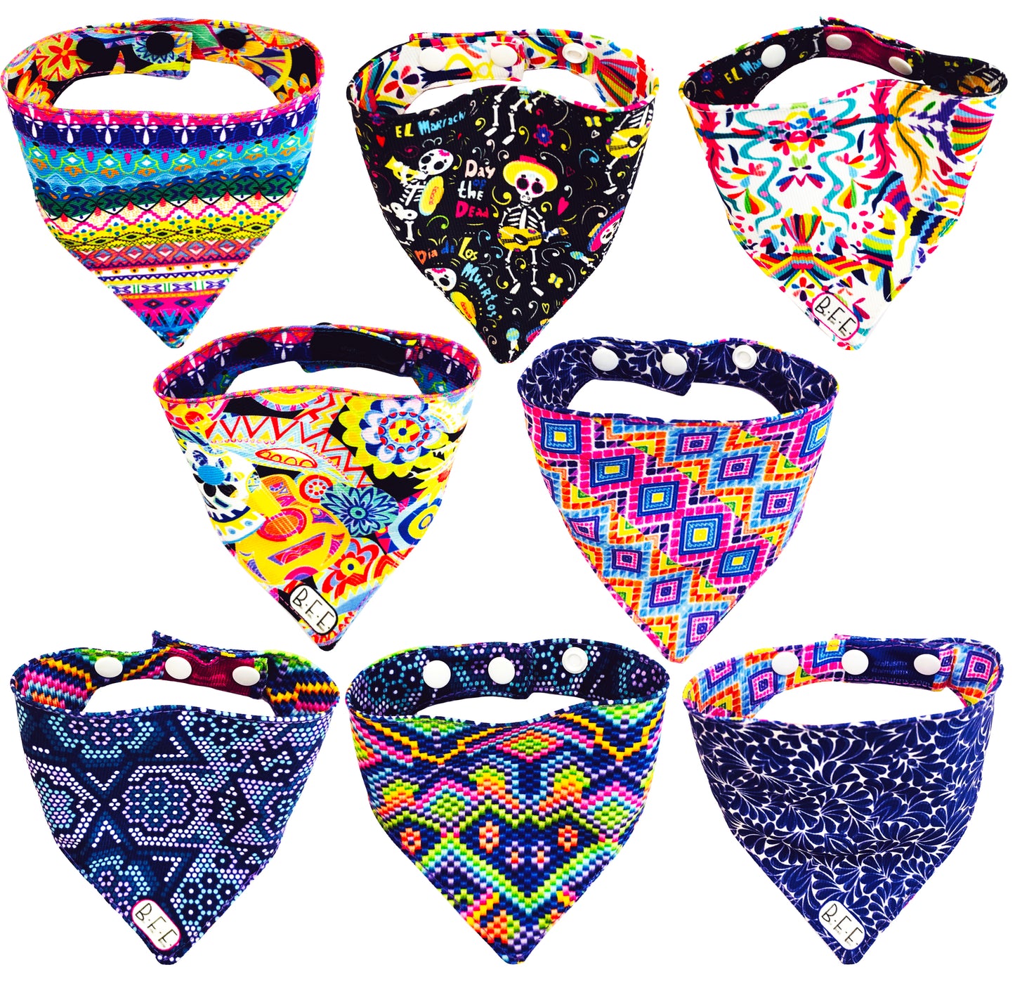 BFF Set de 4 bandanas doble vista extra chicas para gatos o perros miniatura. BFF-019-S4P-S