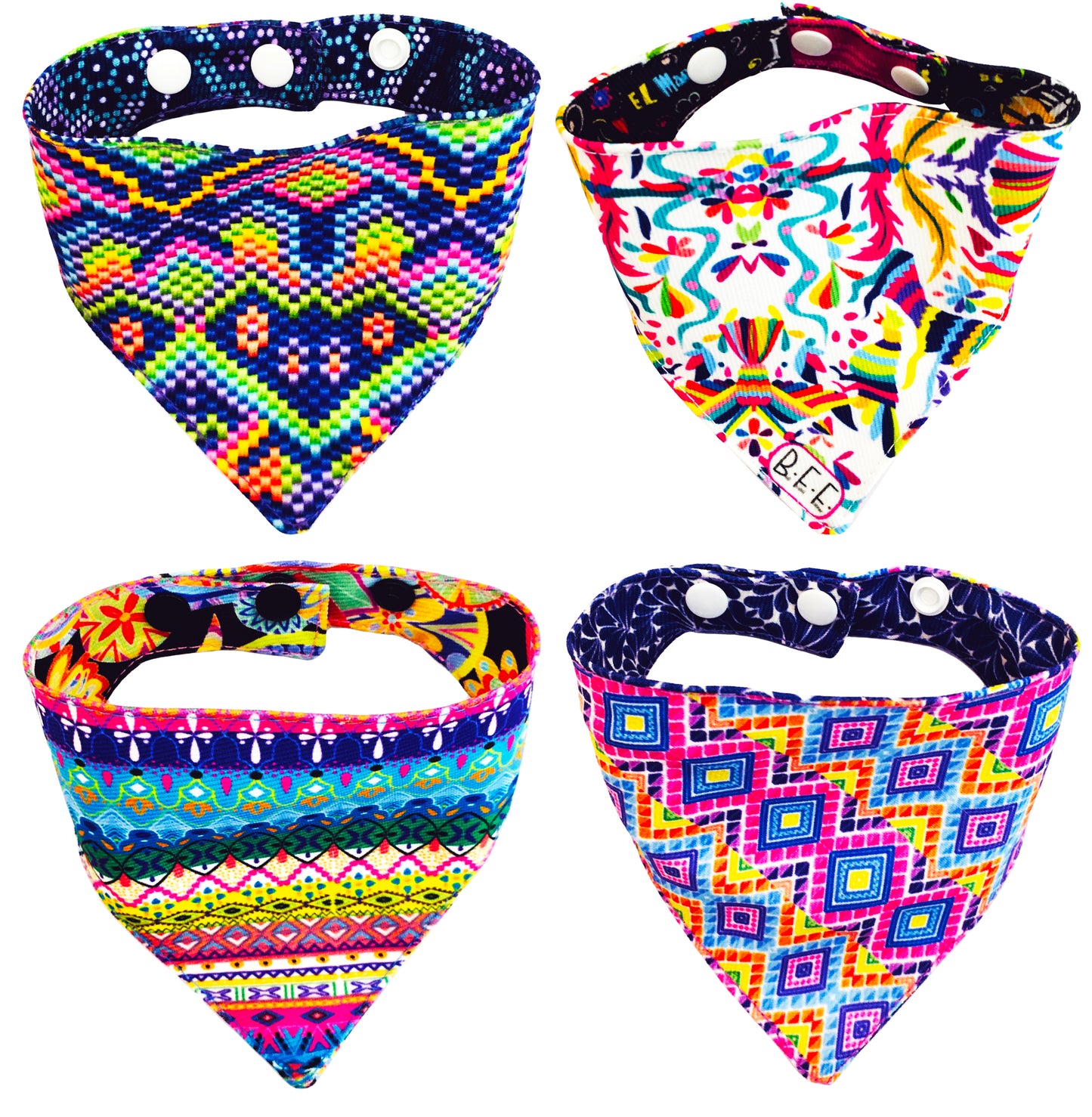 BFF Set de 4 bandanas doble vista extra chicas para gatos o perros miniatura. BFF-019-S4P-S