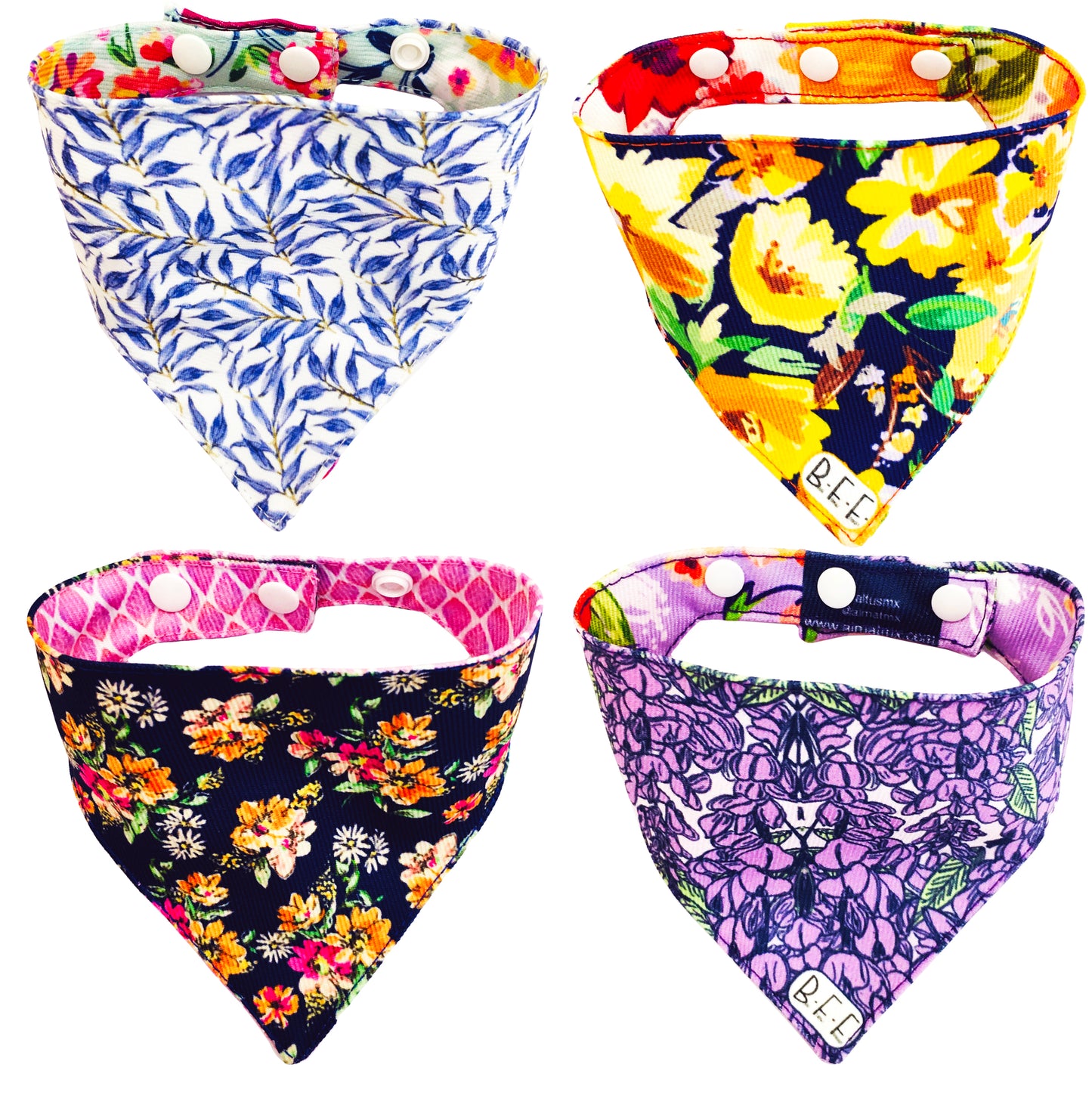 BFF Set de 4 bandanas doble vista extra chicas para gatos o perros miniatura. BFF-020-S4P-S