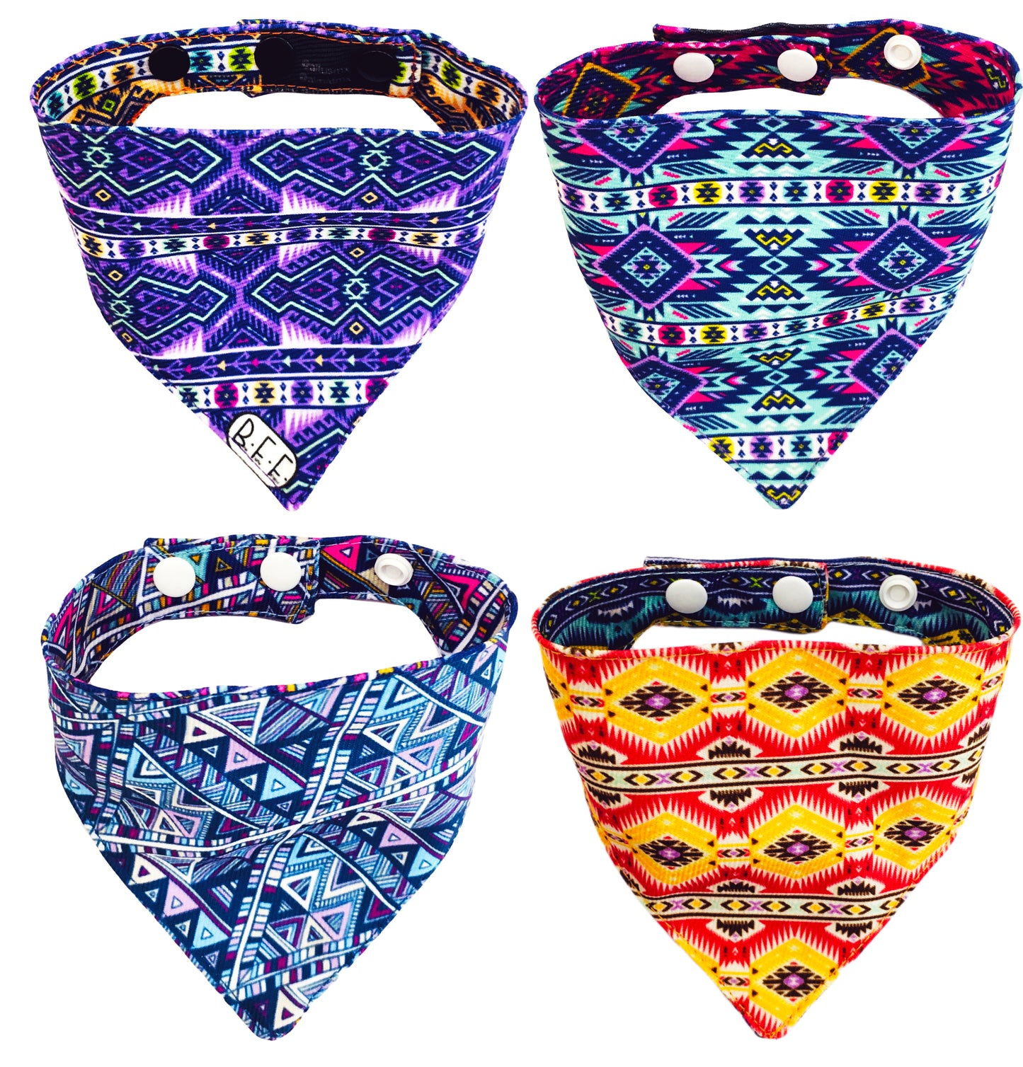 BFF Set de 4 bandanas doble vista extra chicas para gatos o perros miniatura. BFF-023-S4P-S