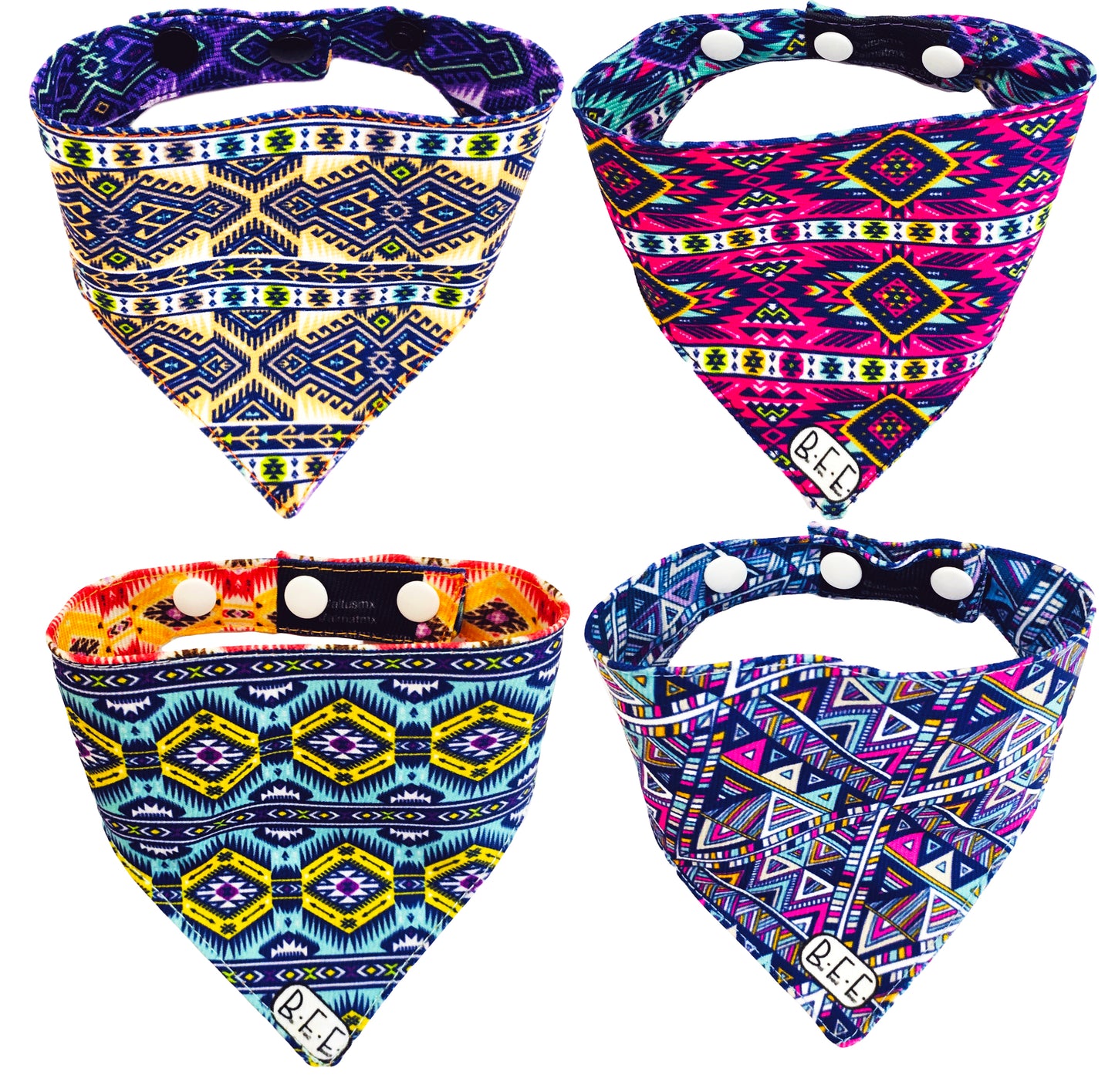 BFF Set de 4 bandanas doble vista extra chicas para gatos o perros miniatura. BFF-023-S4P-S