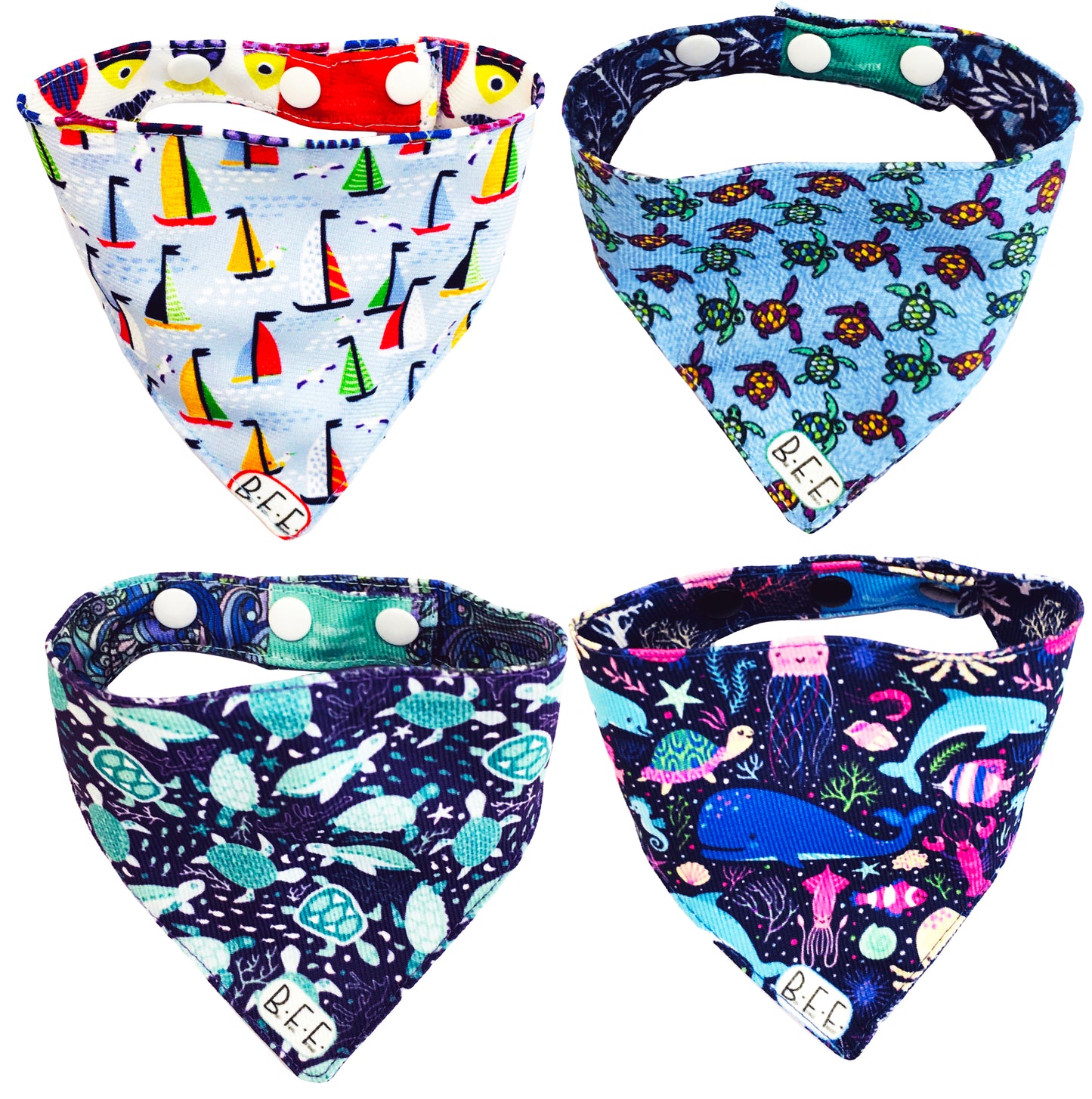 BFF Set de 4 bandanas doble vista extra chicas para gatos o perros miniatura. BFF-024-S4P-S