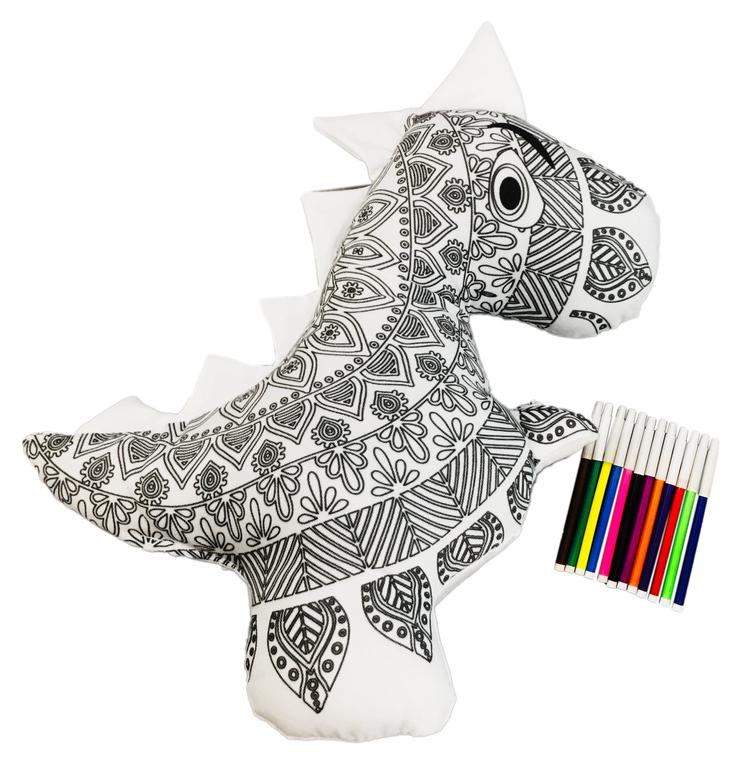 DINOSAURIO TREX MANDALA 3D- peluche para colorear lavable