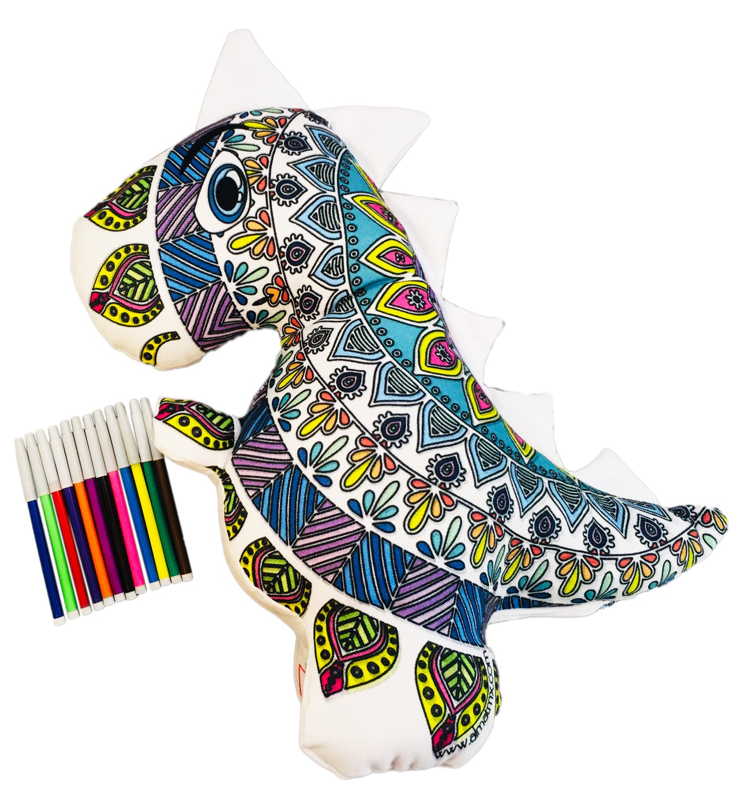 DINOSAURIO TREX MANDALA 3D- peluche para colorear lavable