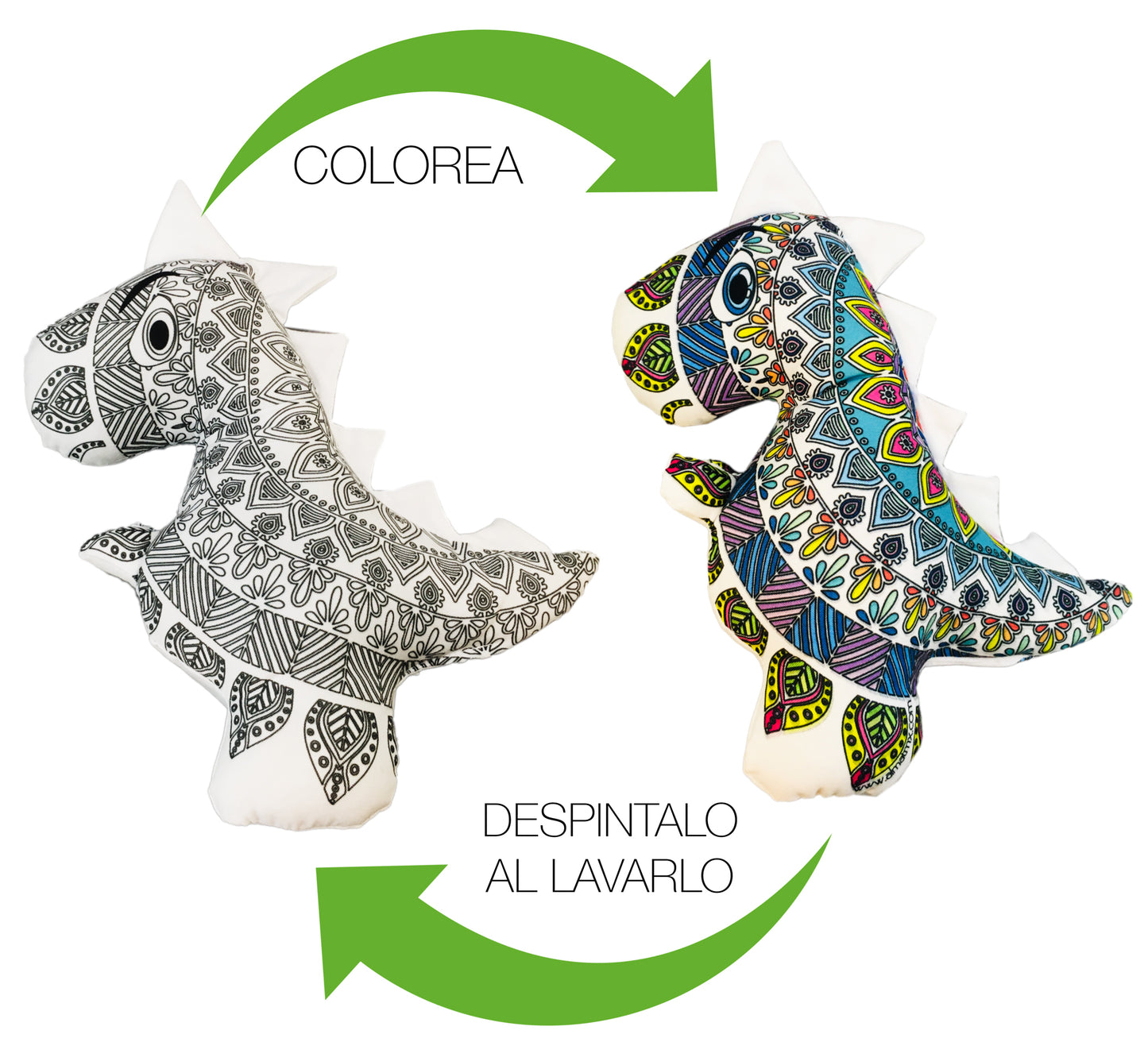 DINOSAURIO TREX MANDALA 3D- peluche para colorear lavable