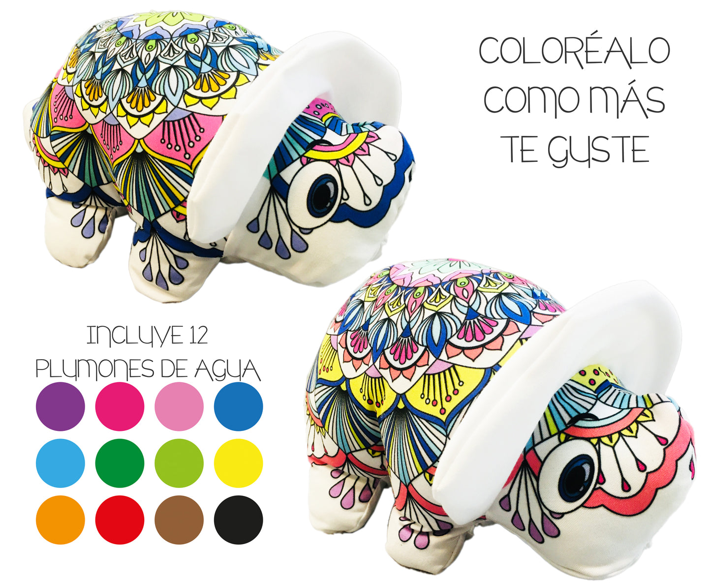 DINOSAURIO TRICERATOPS MANDALA 3D- peluche para colorear lavable