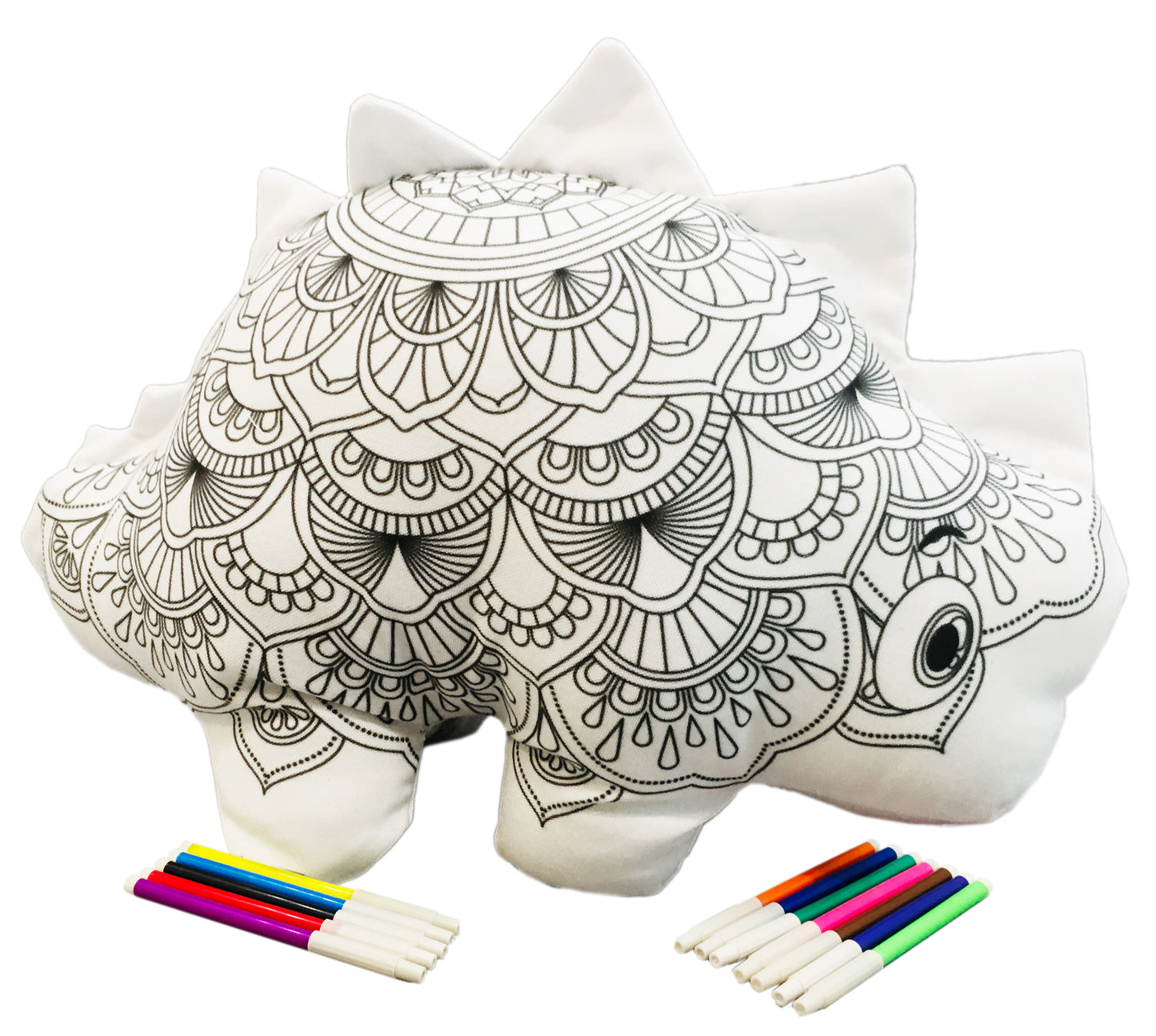 DINOSAURIO ESTEGOSAURIO MANDALA 3D- peluche para colorear lavable