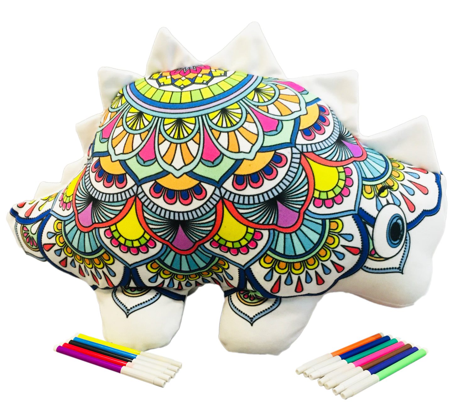 DINOSAURIO ESTEGOSAURIO MANDALA 3D- peluche para colorear lavable