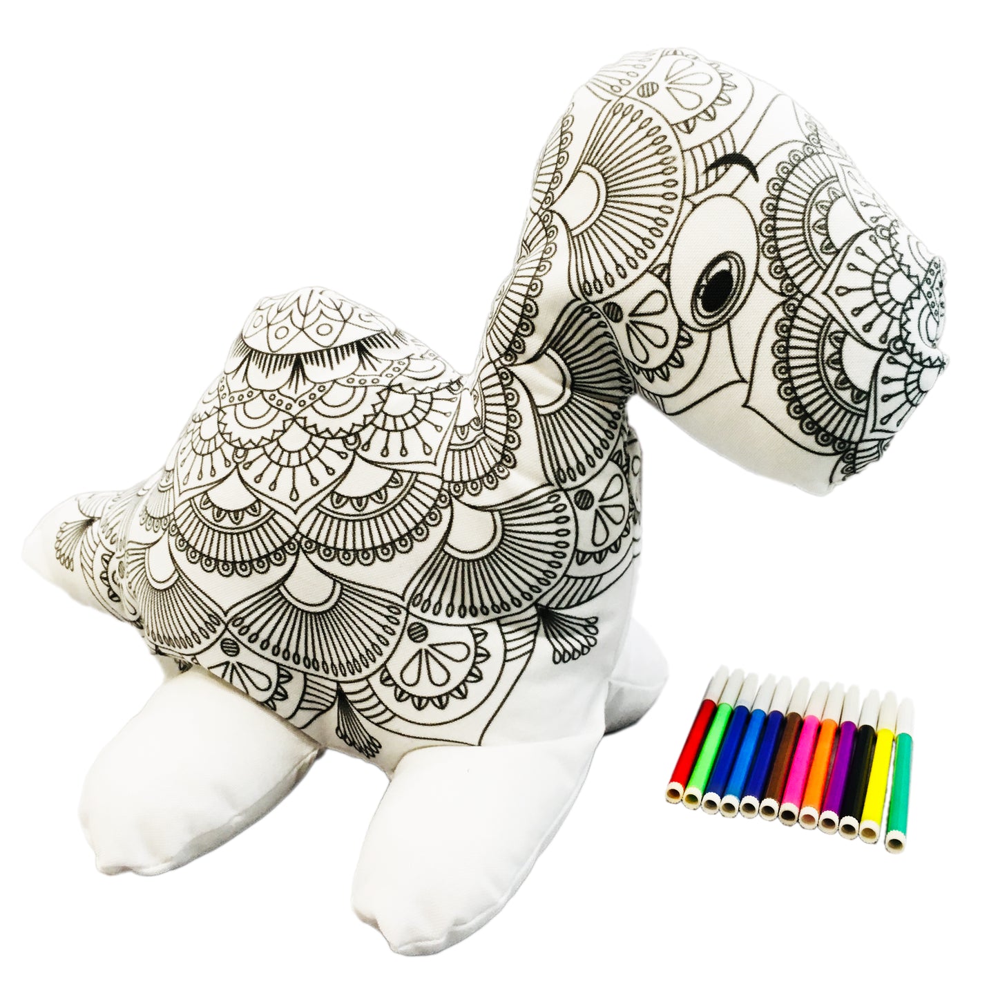 DINOSAURIO PLESOSAURIO MANDALA 3D- peluche para colorear lavable