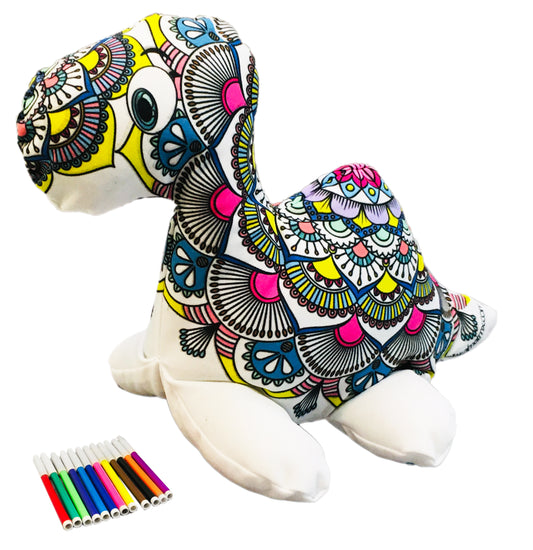 DINOSAURIO PLESOSAURIO MANDALA 3D- peluche para colorear lavable