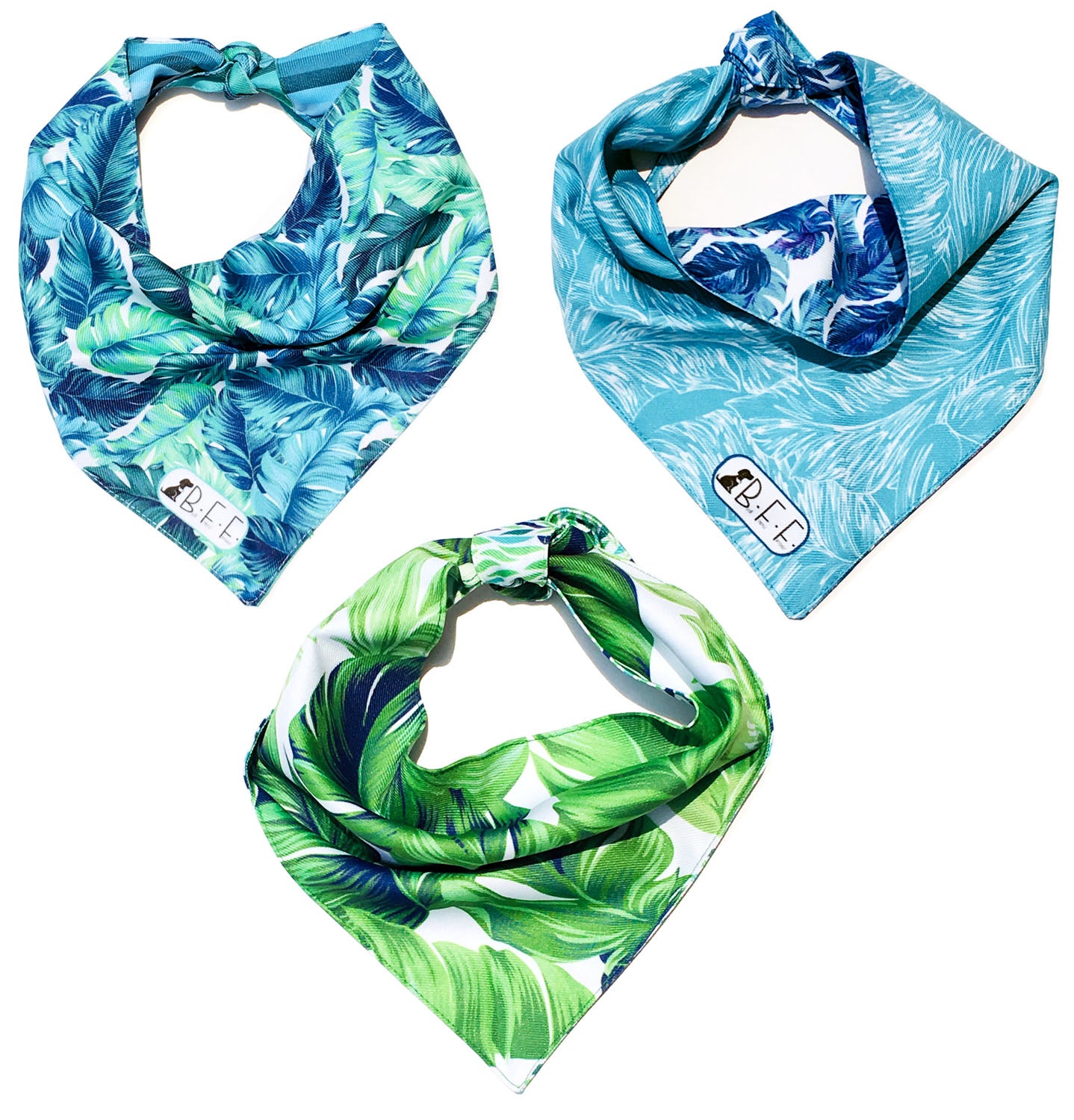 BFF Kit 3 bandanas artesanales doble vista para mascotas, 6 looks diferentes. Mod. BFF-S3P-017