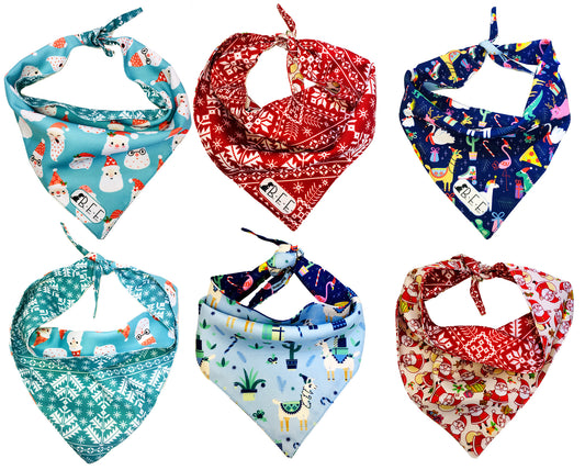 BFF Kit 3 bandanas artesanales doble vista para mascotas, 6 looks diferentes. Mod. BFF-S3P-026