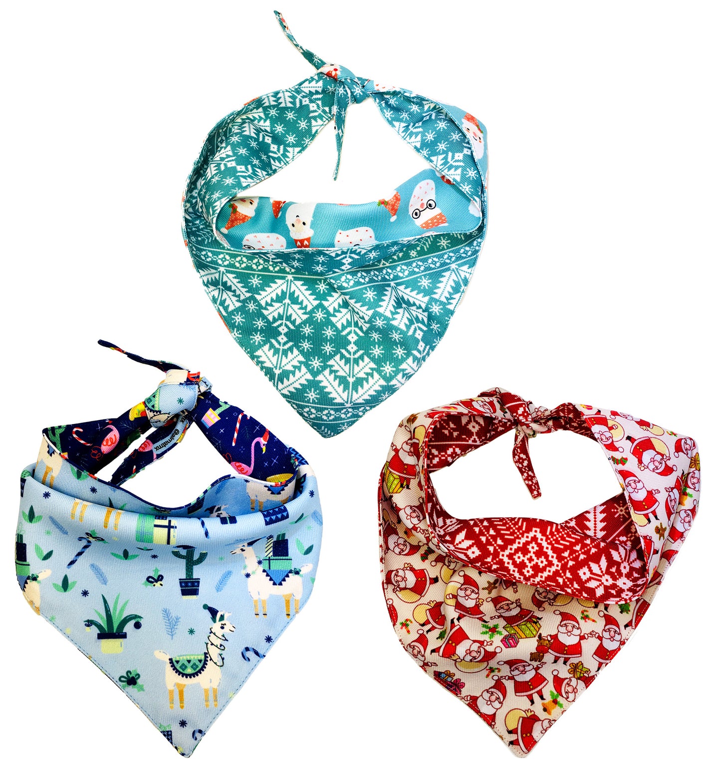 BFF Kit 3 bandanas artesanales doble vista para mascotas, 6 looks diferentes. Mod. BFF-S3P-026