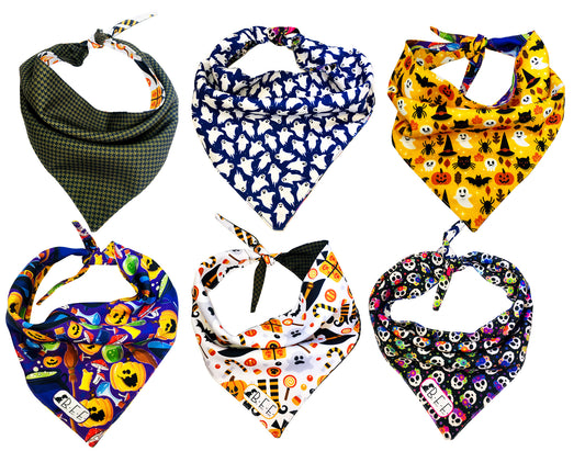 BFF Kit 3 bandanas artesanales doble vista para mascotas, 6 looks diferentes. Mod. BFF-S3P-025